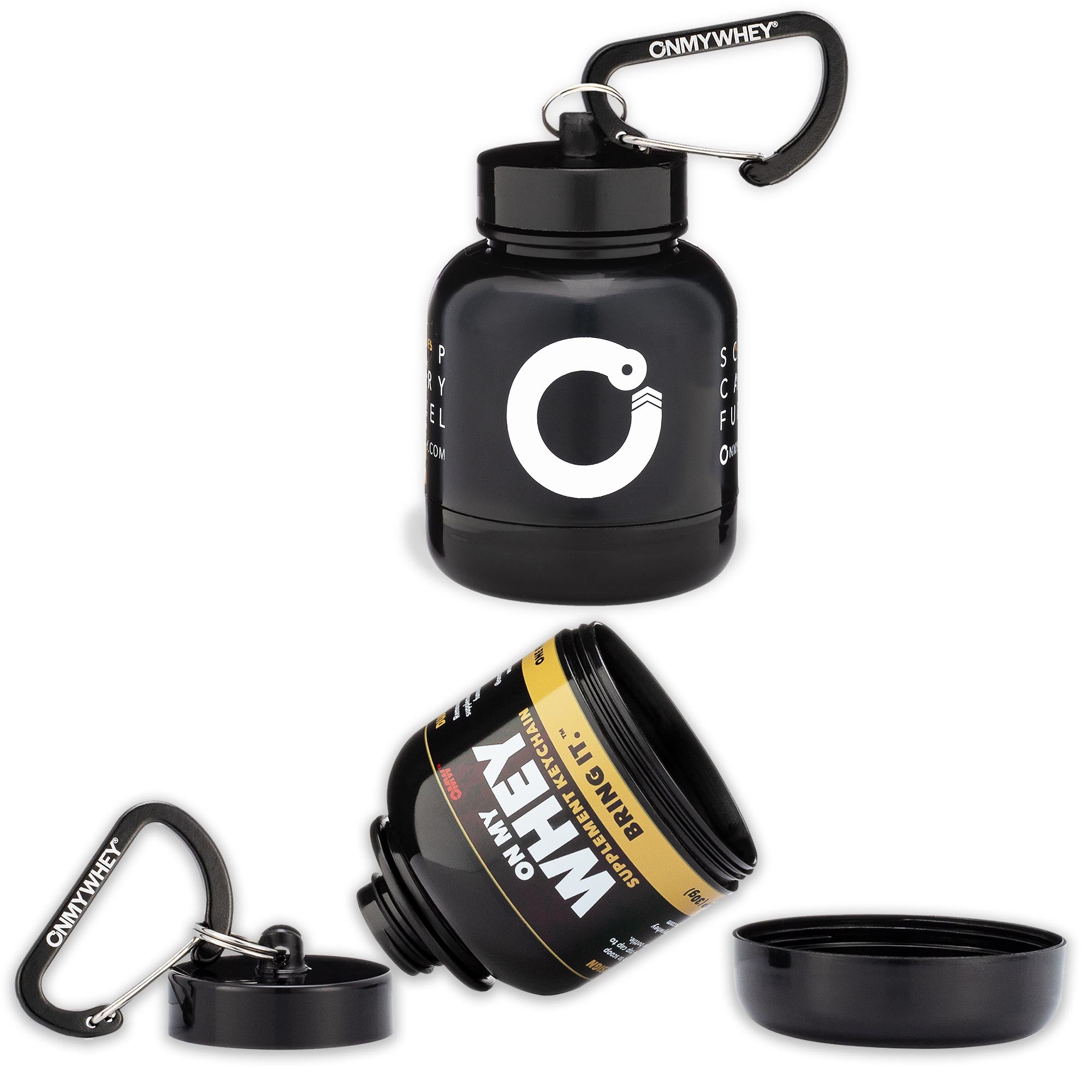 OnMyWhey - Portable Protein and Supplement Powder Funnel Keychain - Punny Variety 3-Pack